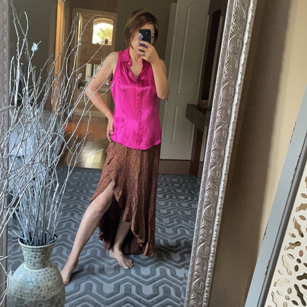 Atlein 💯 silk hot pink tank top